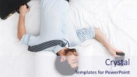  Presentation with risk management top view - Slide deck enhanced with top view of a smiling background and a sky blue colored foreground