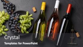  Presentation with corkscrew - PPT theme enhanced with top-view-of-a-wine background and a dark gray colored foreground