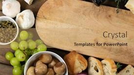  Presentation with wine cheese - Slide deck enhanced with top-view-of-a-wooden background and a coral colored foreground