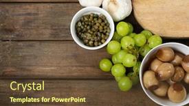  Presentation with snacks - Presentation design consisting of top-view-of-a-wooden background and a tawny brown colored foreground