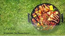  Presentation with barbecue - Slide deck featuring top-view-of-assorted-delicious background and a yellow colored foreground