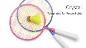  Presentation with white badminton shuttlecock - Presentation theme enhanced with top-view-of-badminton-rackets background and a white colored foreground