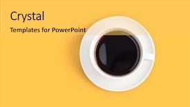  Presentation with coffe - Amazing PPT layouts having top view of black coffee backdrop and a yellow colored foreground