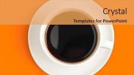  Presentation with tropical top view summer botanical - Colorful presentation design enhanced with top view of black coffee backdrop and a yellow colored foreground