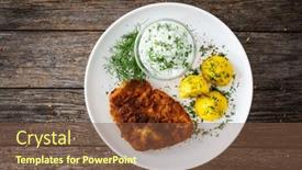  Presentation with cucumber cream - PPT theme featuring top-view-of-breaded-fried background and a tawny brown colored foreground