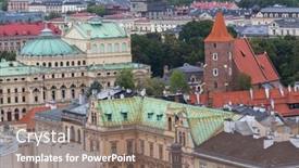  Presentation with old buildings - Slide set having top view of buildings in the old centre of krakow poland background and a gray colored foreground