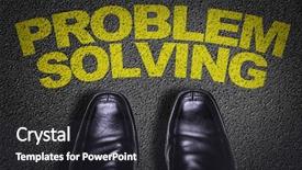  Presentation with shoes - Theme having top view of business shoes background and a  colored foreground