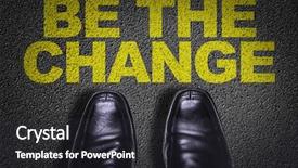  Presentation with business change - Beautiful presentation theme featuring achieving goal - top view of business shoes backdrop and a dark gray colored foreground