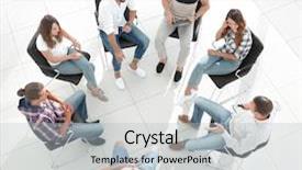  Presentation with team business top view - Slide set with top view of business team background and a light gray colored foreground