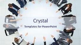  Presentation with team business top view - Colorful slides enhanced with sitting at a round table backdrop and a sky blue colored foreground