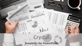  Presentation with financial reports - Cool new slide deck with top-view-of-businessman-s backdrop and a light gray colored foreground