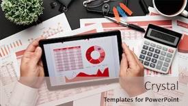  Presentation with financial reports - PPT layouts enhanced with top-view-of-businessman-s background and a soft green colored foreground