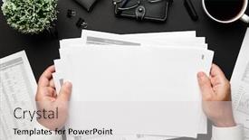  Presentation with financial reports - Slide set with top-view-of-businessman-s background and a light gray colored foreground