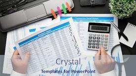  Presentation with financial reports - Presentation theme featuring top-view-of-businessman-s background and a sky blue colored foreground