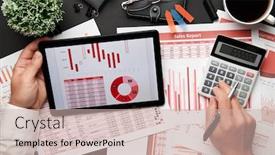  Presentation with financial reports - Presentation theme having top-view-of-businessman-s background and a soft green colored foreground