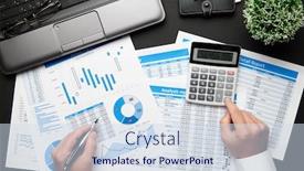  Presentation with financial reports - Cool new presentation theme with top-view-of-businessman-s backdrop and a sky blue colored foreground