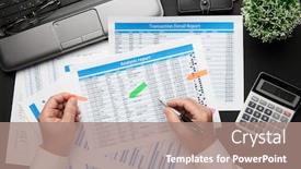  Presentation with financial reports - Amazing slide set having top-view-of-businessman-s backdrop and a coral colored foreground