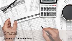  Presentation with financial - Slide set enhanced with top-view-of-businessman-working background and a soft green colored foreground