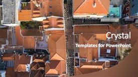  Presentation with london buildings and streets view - Presentation design featuring top view of cascais streets background and a tawny brown colored foreground
