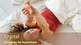  Presentation with cheerful - Theme having top-view-of-cheerful-woman background and a tawny brown colored foreground