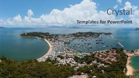  Presentation with island - Slide set having top-view-of-cheung-chau background and a light blue colored foreground