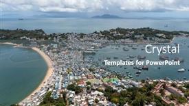  Presentation with hong kong - Slides having top-view-of-cheung-chau background and a gray colored foreground