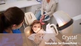  Presentation with dental child - Audience pleasing PPT layouts consisting of top-view-of-child backdrop and a coral colored foreground