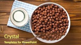  Presentation with chocolate milk - Amazing slide deck having top view of chocolate cereals backdrop and a tawny brown colored foreground