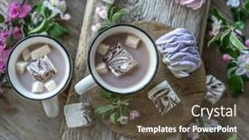  Presentation with cocoa - PPT theme consisting of top-view-of-cocoa-cups background and a tawny brown colored foreground