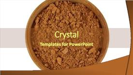  Presentation with color powder - Colorful PPT theme enhanced with top view of cocoa powder in brown color in a wooden bowl isolated on white background backdrop and a tawny brown colored foreground