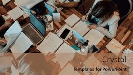  Presentation with documentation - Presentation with top-view-of-colleagues-sorting background and a  colored foreground