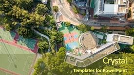  Presentation with basketball court - PPT layouts with top view of college background and a tawny brown colored foreground