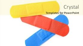  Presentation with colorful - PPT layouts enhanced with top view of colorful adhesive bandage patches isolated on white background and a yellow colored foreground