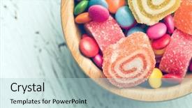  Presentation with candy - Beautiful slides featuring top view of colorful candy backdrop and a lemonade colored foreground