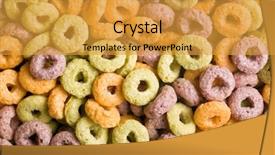  Presentation with cereal - Beautiful PPT theme featuring top view of colorful cereal backdrop and a gold colored foreground