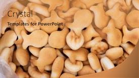  Presentation with food fish - Colorful slide deck enhanced with top-view-of-cookies backdrop and a yellow colored foreground