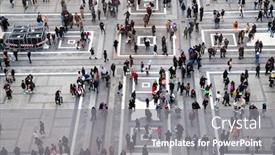  Presentation with crowd - PPT theme featuring top-view-of-crowd background and a gray colored foreground