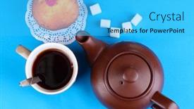  Presentation with tablecloths - Presentation design having top-view-of-cup background and a cyan colored foreground