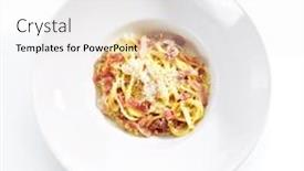  Presentation with pasta restaurant - Beautiful theme featuring top-view-of-delicious-spaghetti backdrop and a white colored foreground