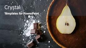  Presentation with pear - Beautiful PPT theme featuring top view of delicous chocolate pear tart on slate with text space backdrop and a dark gray colored foreground