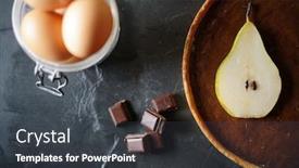  Presentation with slate - Presentation theme featuring top view of delicous chocolate pear tart with ingredients on slate with text space background and a dark gray colored foreground