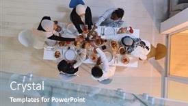  Presentation with diverse family - Theme with top-view-of-diverse-hands background and a light blue colored foreground