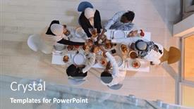  Presentation with diverse family - Presentation having top-view-of-diverse-hands background and a gray colored foreground