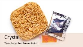  Presentation with noodles - Amazing PPT theme having top view of dried chinese noodles with spice backdrop and a coral colored foreground