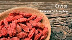  Presentation with goji - Amazing PPT theme having top view of dried goji berries backdrop and a coral colored foreground