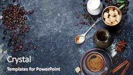  Presentation with milk - Cool new theme with top view of espresso coffee backdrop and a ocean colored foreground