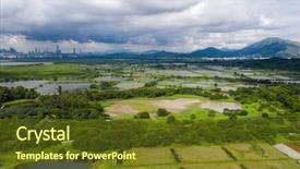  Presentation with fish pond - Theme featuring top view of fish hatchery background and a tawny brown colored foreground