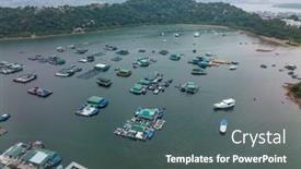  Presentation with sea fishing - Presentation design with top-view-of-fishing-raft background and a gray colored foreground