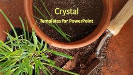  Presentation with dirt flower - Presentation theme with top view of flower pot background and a tawny brown colored foreground