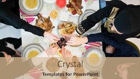  Presentation with food - Theme enhanced with top-view-of-food-table background and a coral colored foreground